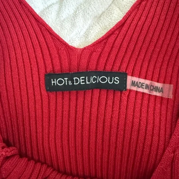 NWT! Simons | Size L | Red Ribbed Stretch Dress - Picture 4 of 8